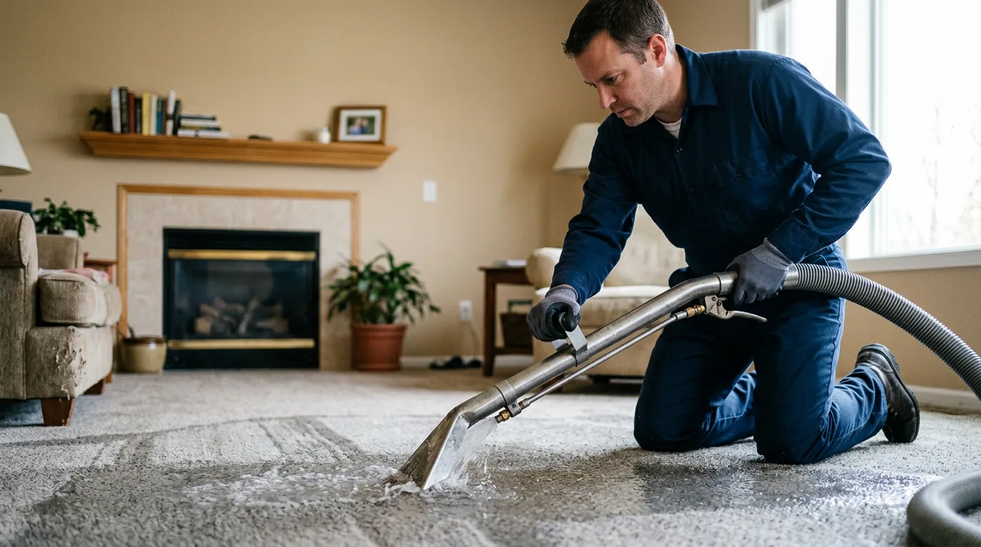 Water damage restoration technician working near Bad Axe, MI